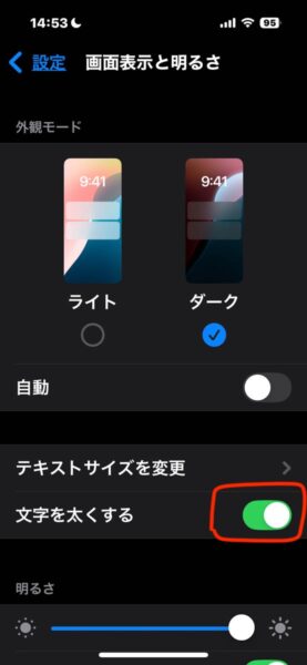 視覚障害者向けのiPhoneの設定 文字の大きさと太さ編 画像6