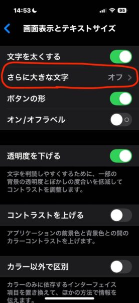 視覚障害者向けのiPhoneの設定 文字の大きさと太さ編 アクセシビリティ設定 画像3